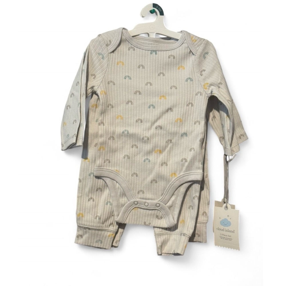 2pcs of Cloud Island Cream Bodysuit with long pants